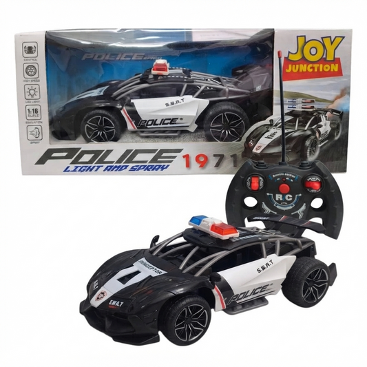 Joy Junction 1:16 Scale Police 1971 S.W.A.T. Remote Control Car with LED Lights, Spray Effect & Handheld Controller for Kids