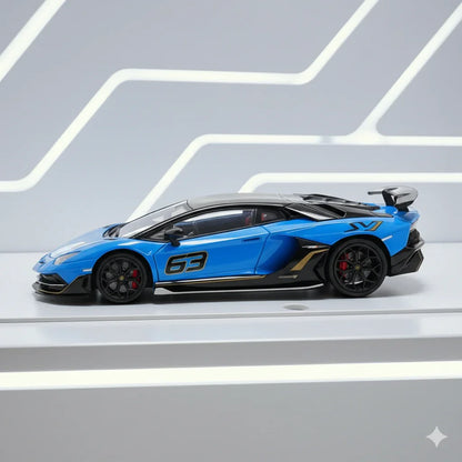Maxwell 1:64  Aventador SVJ 63 Blue  Diecast Car Model
