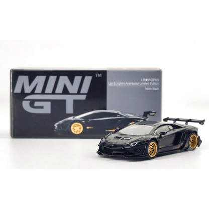 Mini GT 1:64 Scale #1887 LB★WORKS Lamborghini Aventador Limited Edition Matte Black Diecast Car