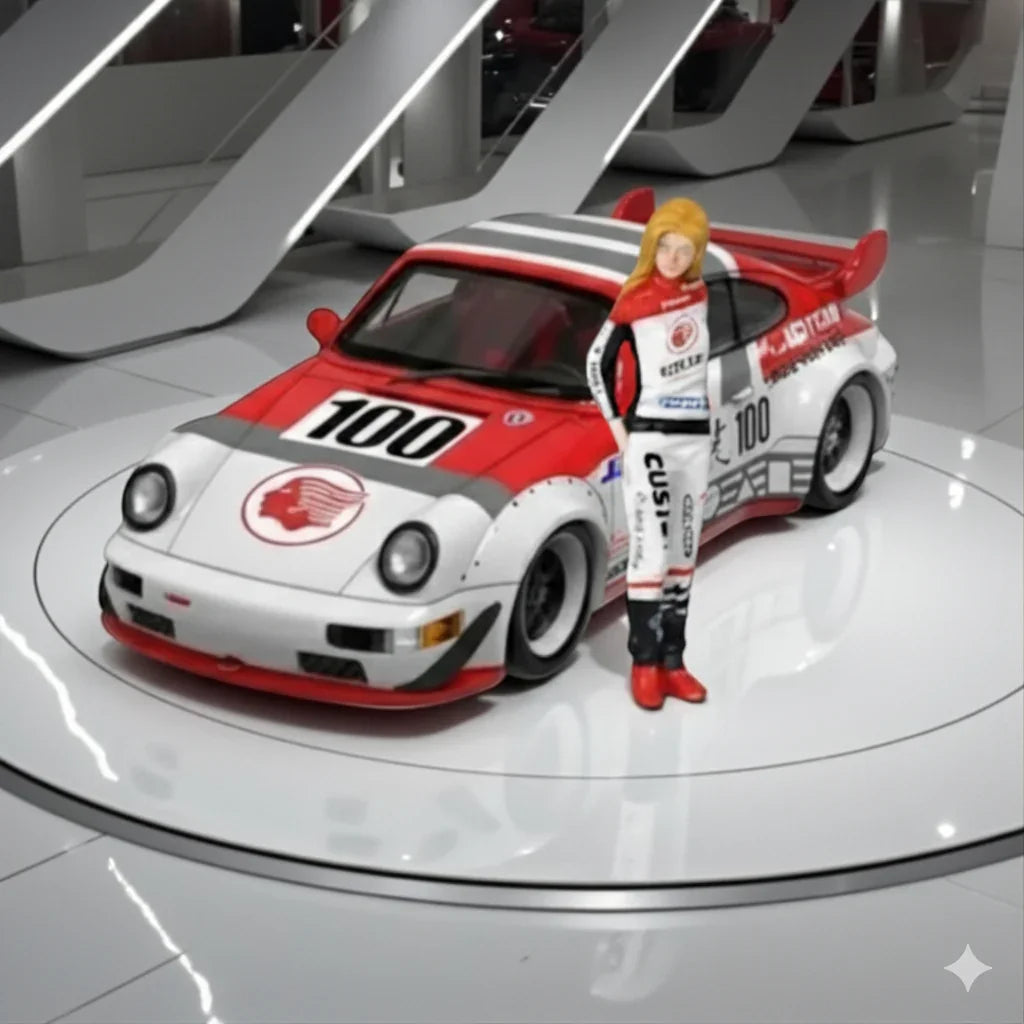 BSC 1:64 Toyota -Porsche RWB 964 Racing #100  SCALE DIECAST CAR  MODEL BY BSC MODEL– ( WITH FIGURE )
