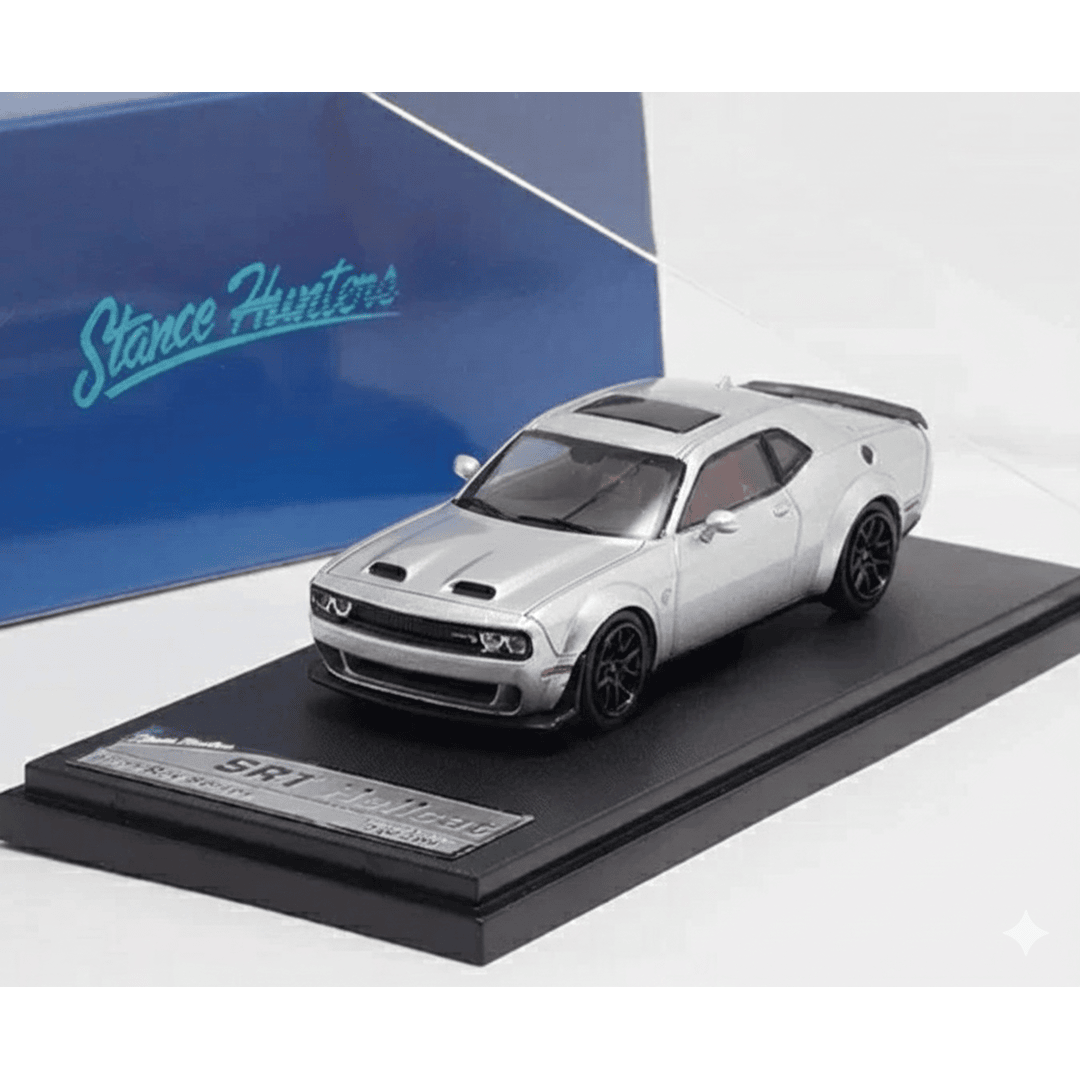 Stance Hunters 1:64 Dodge Hellcat SRT Convertible Silver  Diecast Car Model Collectible