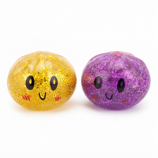 Rainbow Mystery Mini Glitter Squishy Dumpling Fidget Toy for Kids – Soft Squeezable Sensory Stress-Relief Toy, Assorted Colour & Design, Party Favour & Return Gift | 1 Random Piece | Ages 3+
