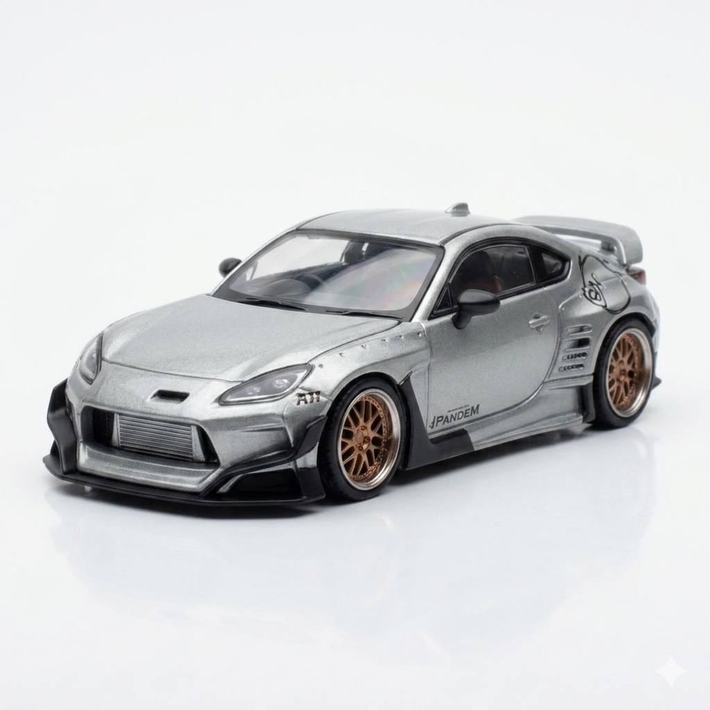 POP RACE 1:64 Pandem GR86 Silver Chase Diecast Model Car – Limited Edition JDM Collector Car