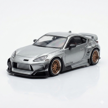 POP RACE 1:64 Pandem GR86 Silver Chase Diecast Model Car – Limited Edition JDM Collector Car