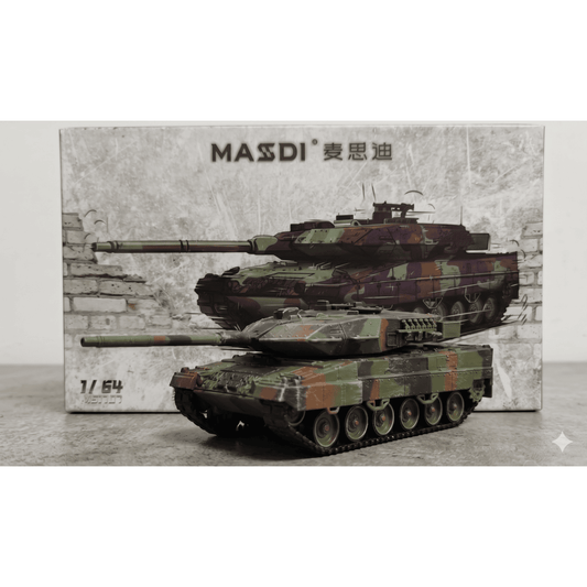 Massdi 1:64 Leopard 2A6 Aging Version NATO Tricolor Camouflage MS1707 Diecast Tank Model | Premium Military Collectible