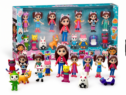 Gabby's Dollhouse 15-Piece Figure Playset | Character & Cat Figures Collection Toy Set for Kids 3+