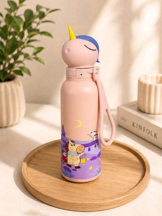 AFRESH 365 Unicorn Stainless Steel Vacuum Insulated Water Bottle 560ml (19oz) with Straw & Cleaning Brush