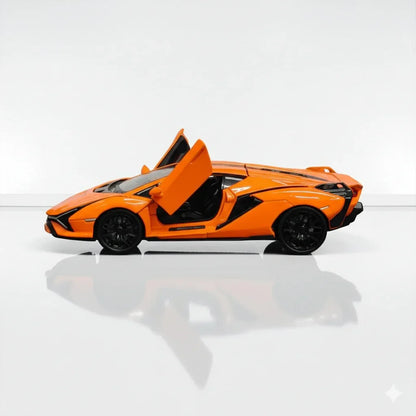 RMZ Hobby 1:32 Lamborghini Sian SKP 37 Die-Cast Model Car – Orange with Openable Doors, Light & Sound (664986) - Jaiman Toys