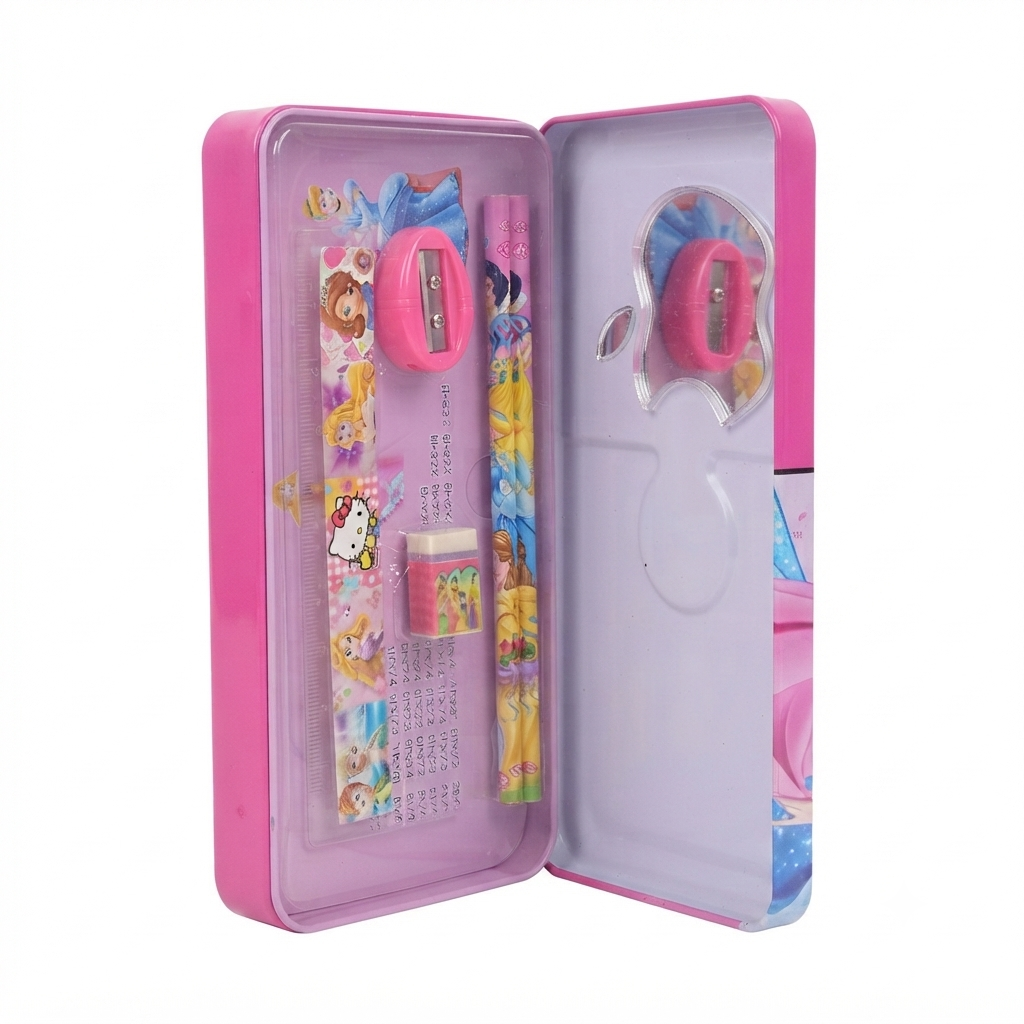 Princess Multipurpose Pencil Box for Girls | Hard Plastic Pencil Case with Built-in Sharpener & Sliding Compartments | School Stationery Organizer