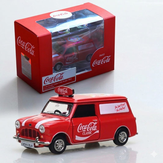 Tiny City Coca-Cola Classic Mini Van Diecast Model Vehicle – Retro Delivery Edition Collector Car