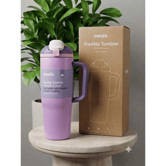 Owala FreeSip 40 oz (1183 ml) Insulated Stainless Steel Tumbler with Built-In Straw, Side Handle and Leakproof Push-Button Lid – With Multiple Colour Variants