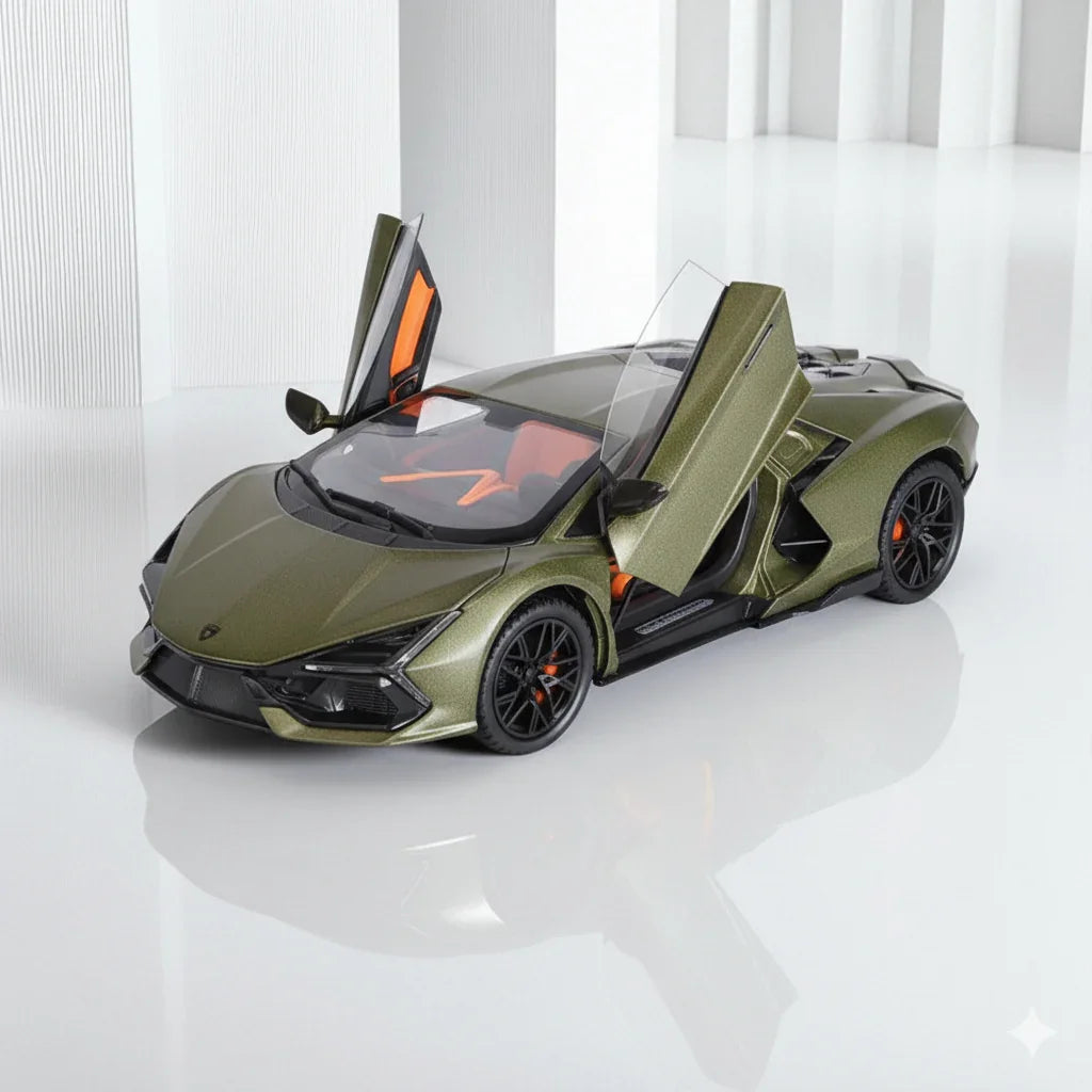 JOY JUNCTION 1:24 Lamborghini Diecast Car Model -Olive Green with openable door, pull back action light and sound (JJ263) - Jaiman Toys