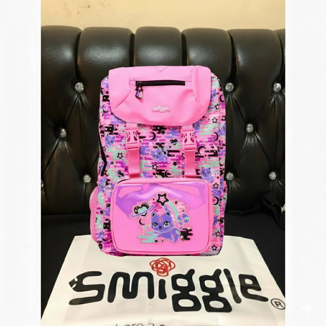Smiggle Away Foldover Backpack – Pink | 16-Inch  Zipped Pockets & Dual Bottle Holders