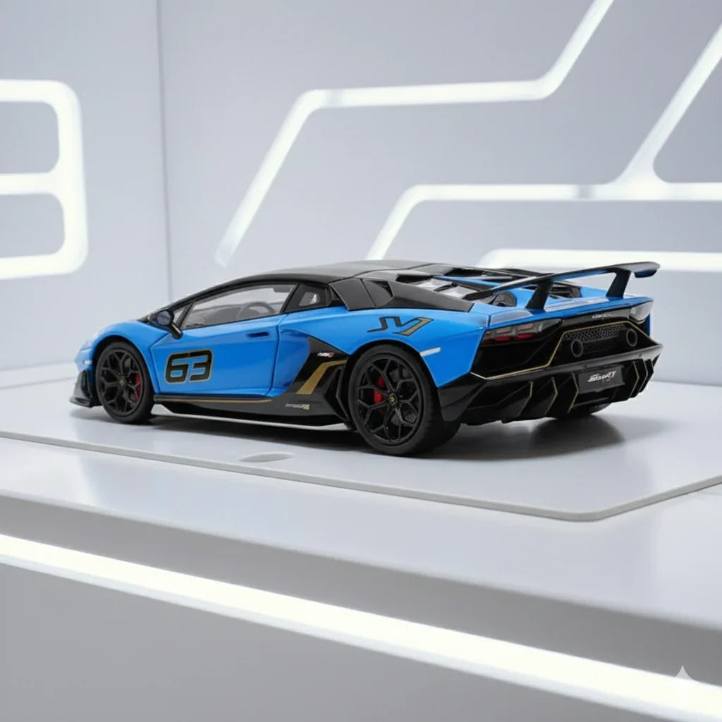 Maxwell 1:64  Aventador SVJ 63 Blue  Diecast Car Model