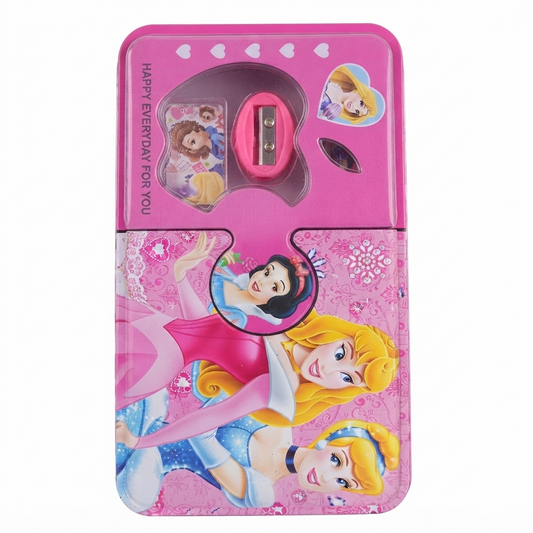 Princess Multipurpose Pencil Box for Girls | Hard Plastic Pencil Case with Built-in Sharpener & Sliding Compartments | School Stationery Organizer