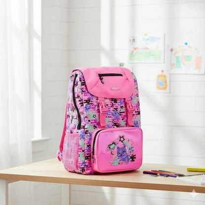 Smiggle Away Foldover Backpack – Pink | 16-Inch  Zipped Pockets & Dual Bottle Holders