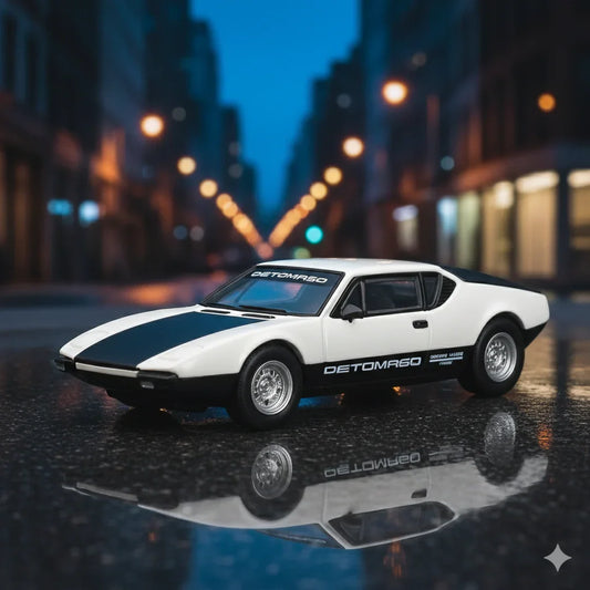 Para64 1:64 Scale 1972 De Tomaso Pantera White/Black – Premium Diecast Model Car