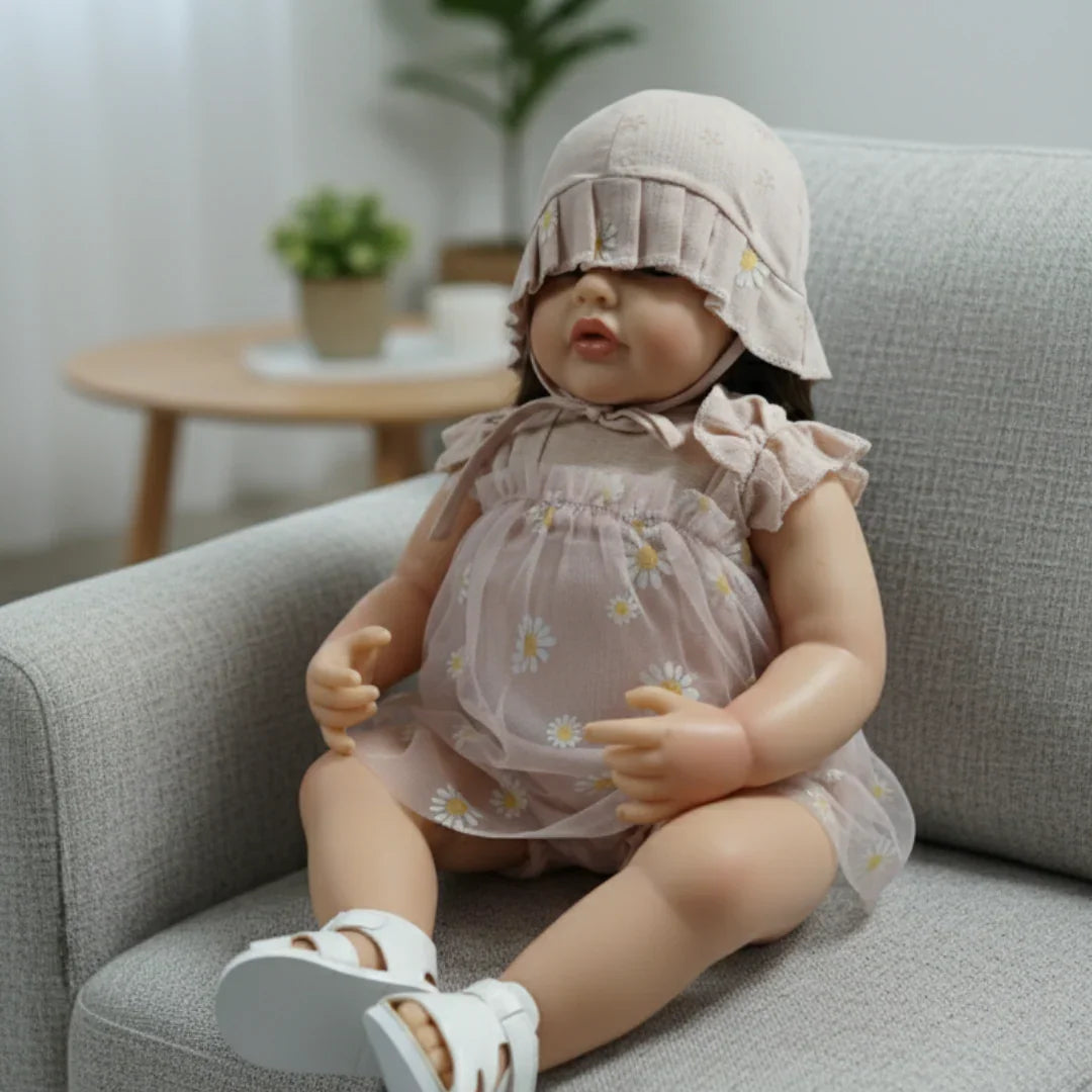 Lifelike Reborn Baby Girl Doll – Toddler with Realistic Sound & Brown Hair