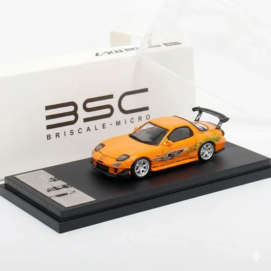 BSC 1:64 Mazda RX-7 FD3S Diecast Model Car – Orange with Graphics