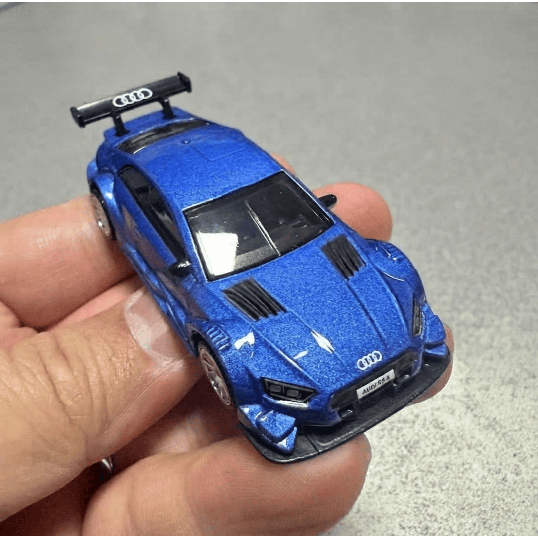 CCA 1:64 Audi RS5 Racing S05-02 Blue Die-Cast Model Car | Premium Racing Coupe Collectible with Rear Wing, Silver Wheels