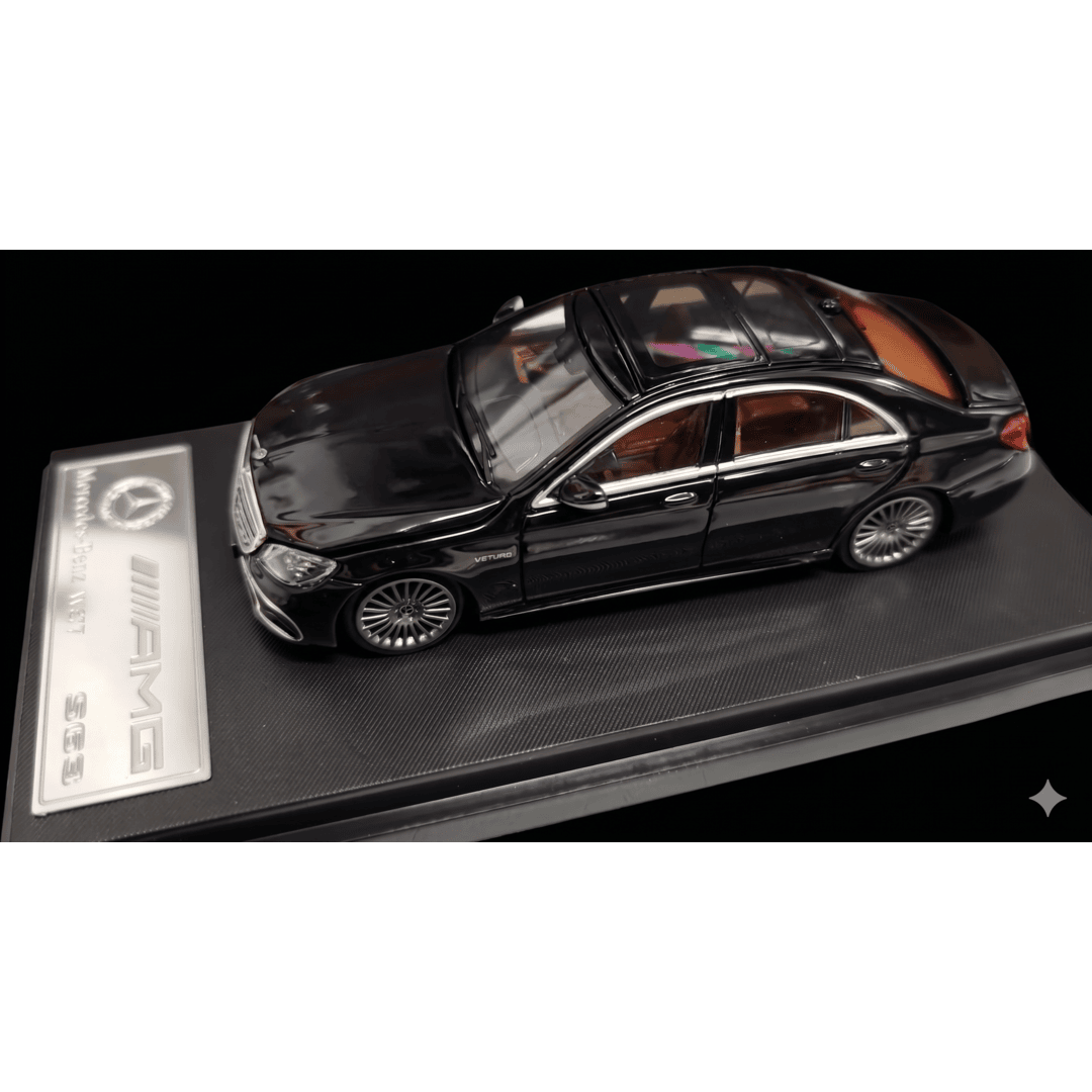 RM 1:64 Mercedes-Benz Mercedes-AMG S63 W222 Open Roof Black Die-Cast Model Car | Premium Luxury Sedan Collectible