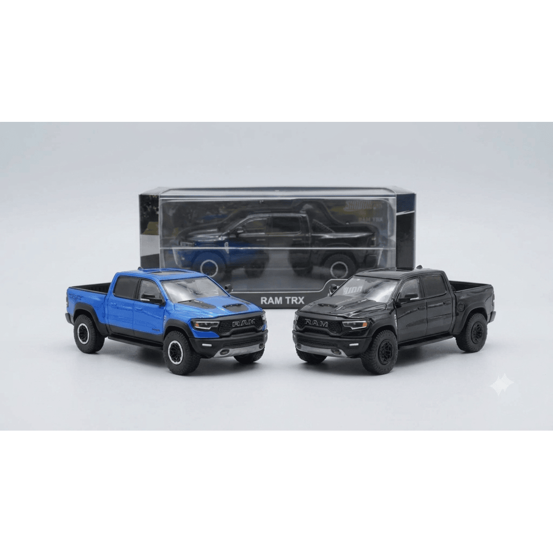 Shadow Pro KS-067-662 1:64 RAM TRX Tyrannosaurus Rex Pickup Truck Diecast Model | Premium Collectible Display Edition | Blue & Black Variants