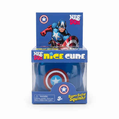 NeeDoh Super Solid Squish Captain Shield Nice Cube – Super Soft & Satisfying Squishy Sensory Fidget Toy, Stress Relief Squeeze Toy for Kids & Adults, Collectible Squish Toy, 3+ Years