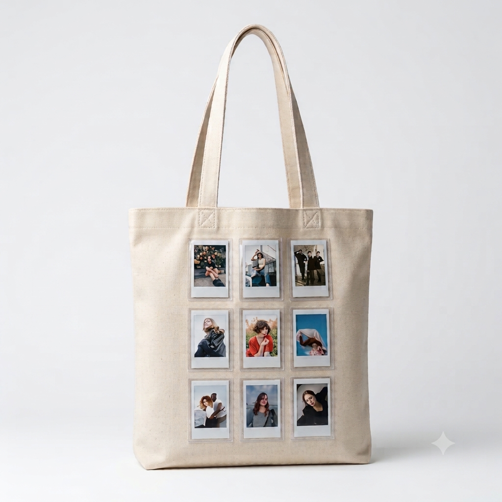 Instax Mini Photo Display Canvas Tote Bag | Custom Photocard Holder Bag