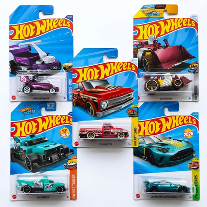 Hot Wheels 2024 Aston Martin Vantage GT3 JJH55 2026F+ Speed Dozer+ Haulerback Lets Race HYX68+HW Ride-Ons Draggin Wagon+67 Chevy C10 (HTD72).