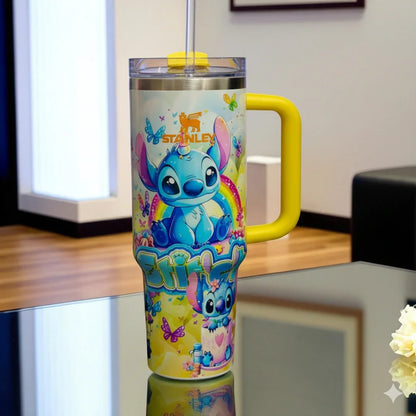Stanley Stitch Travel Mug – 20 oz Stainless Steel Insulated Cup with Handle (Yellow) - Jaiman Toys
