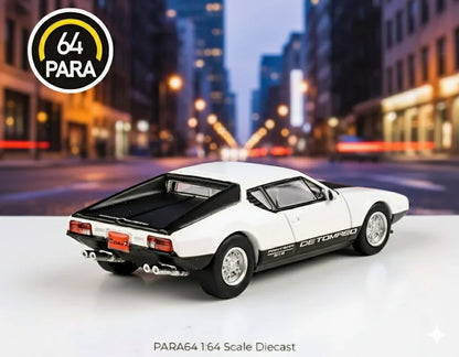 Para64 1:64 Scale 1972 De Tomaso Pantera White/Black – Premium Diecast Model Car