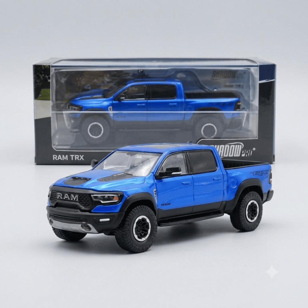 Shadow Pro KS-067-662 1:64 RAM TRX Tyrannosaurus Rex Pickup Truck Diecast Model | Premium Collectible Display Edition | Blue & Black Variants