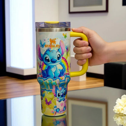 Stanley Stitch Travel Mug – 20 oz Stainless Steel Insulated Cup with Handle (Yellow) - Jaiman Toys