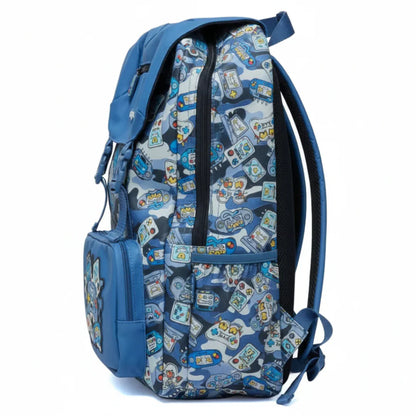 Smiggle Away Foldover Gaming Theme Backpack – 16 Inch Kids School Bag with Zipped Compartments & Strap (Blue)