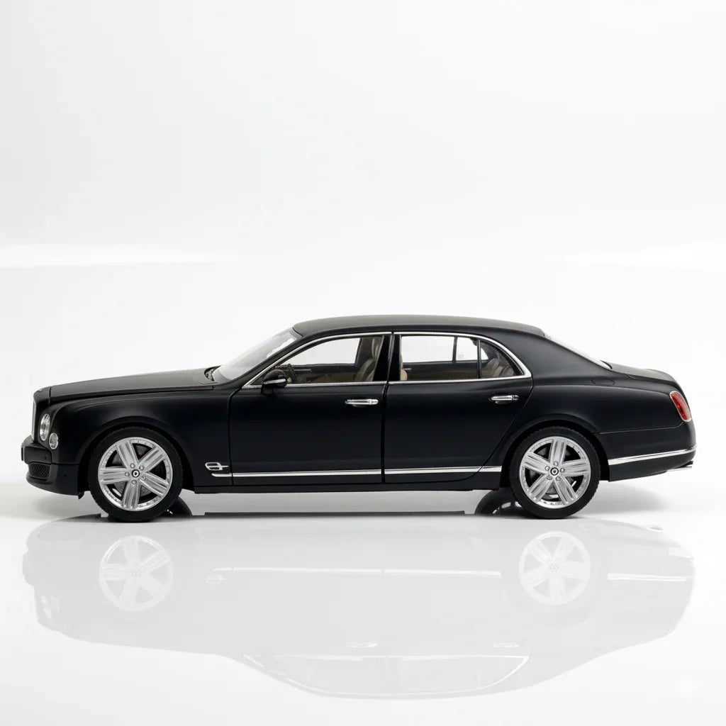 Rastar 1:18 Bentley Mulsanne Diecast Model Car –Matt Black | Luxury Collectible with Openable Doors (43800)