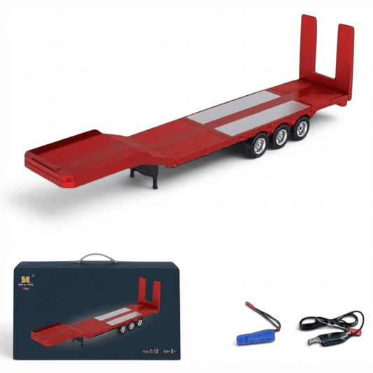 HUINA 1502 1:18 RC Flatbed Semi Trailer with Electronic Support Legs & Tail Board for 1501 Tractor Truck