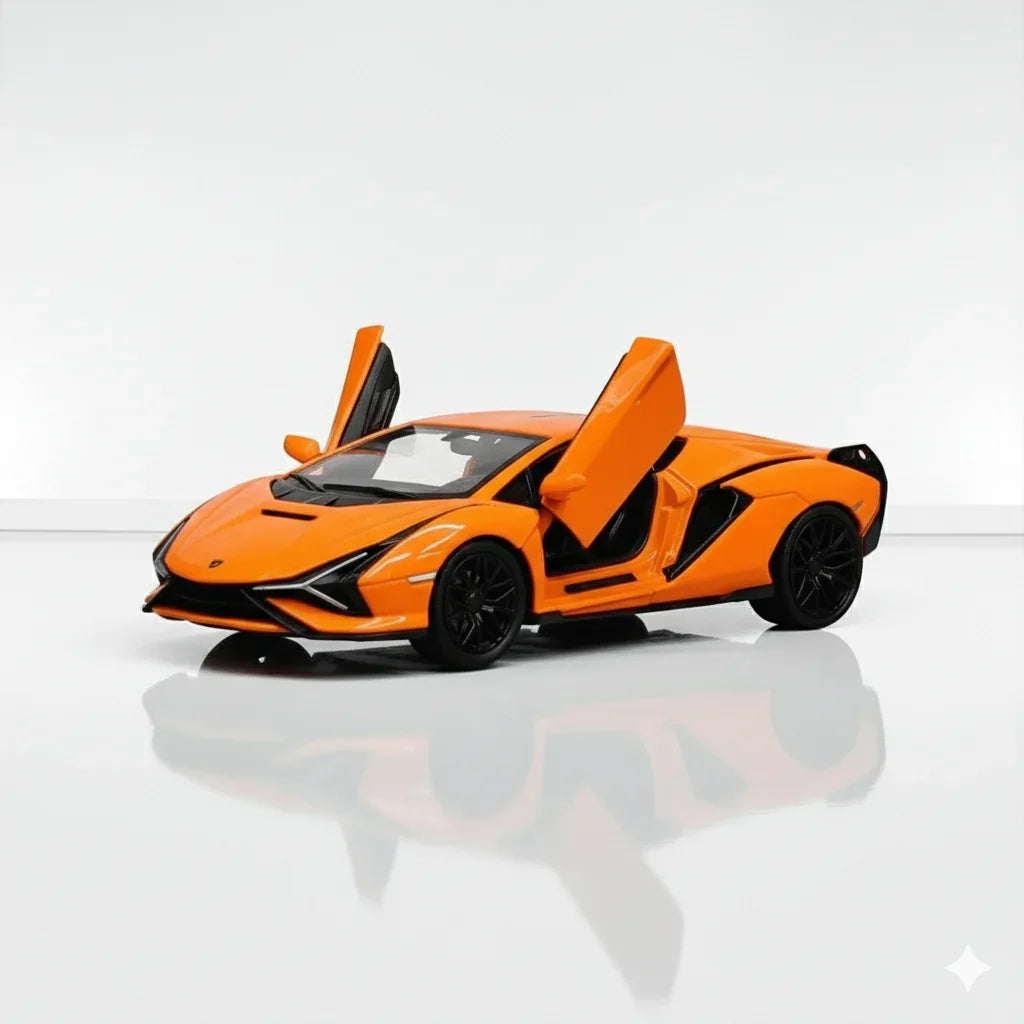 RMZ Hobby 1:32 Lamborghini Sian SKP 37 Die-Cast Model Car – Orange with Openable Doors, Light & Sound (664986) - Jaiman Toys