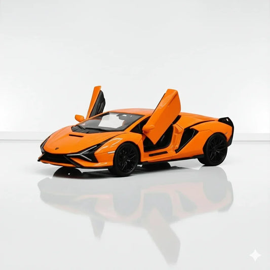 RMZ Hobby 1:32 Lamborghini Sian SKP 37 Die-Cast Model Car – Orange with Openable Doors, Light & Sound (664986) - Jaiman Toys