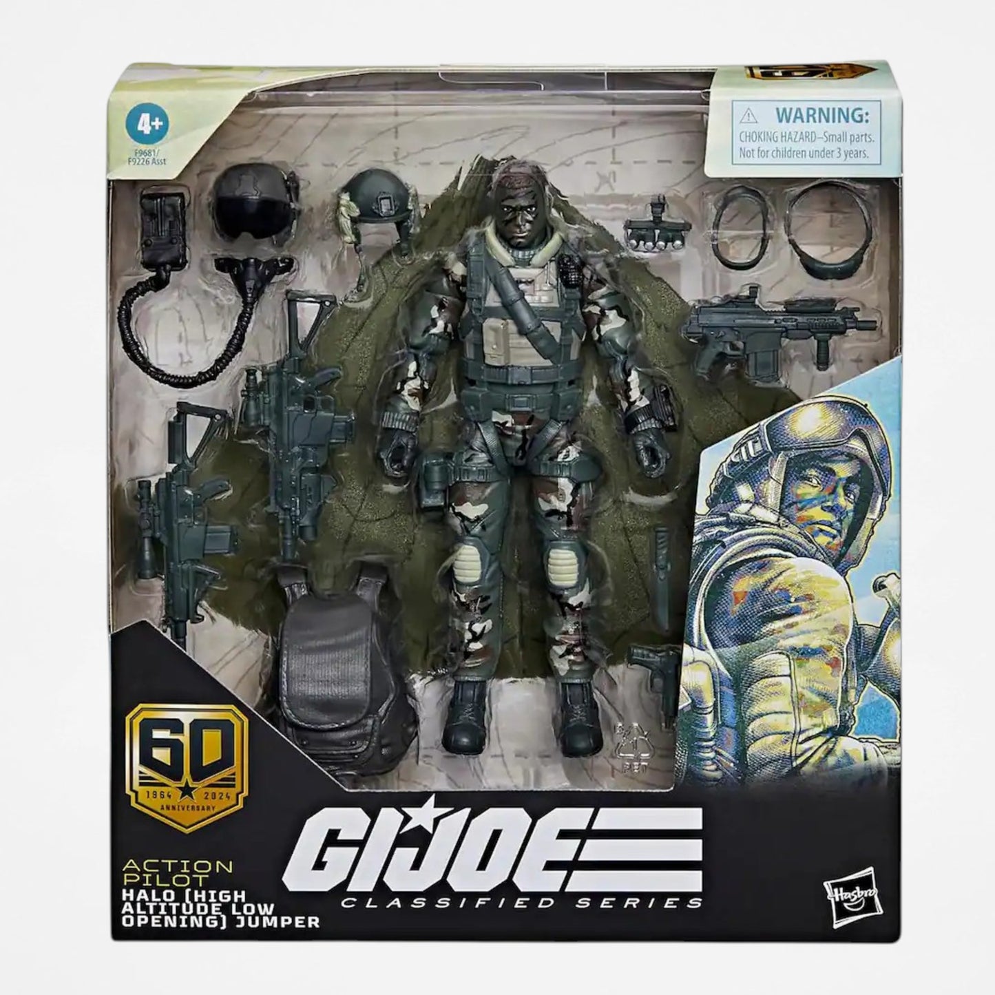 Hasbro G.I. Joe Classified Series 60th Anniversary Action Pilot HALO (High Altitude Low Opening) Jumper 6-Inch Action Figure | Premium Collectible with Accessories