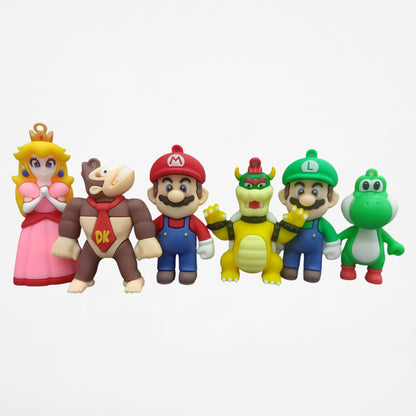 Super Mario 6-Piece Action Figure Gift Set | Mario, Luigi, Princess Peach, Yoshi, Bowser & Donkey Kong | Collectible PVC Figures for Kids & Fans