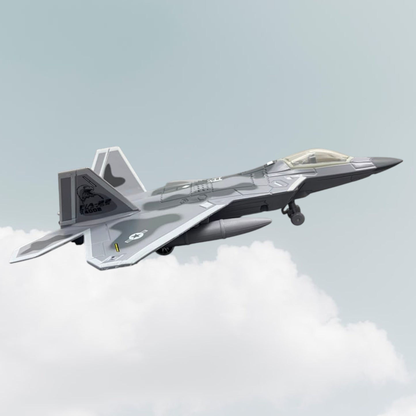 F-22 Fighter Bomber Aircraft Die-Cast Model Jet Toy with Sound | Military Army Fighter Plane for Kids | Pull Back Action Collectible Aircraft
