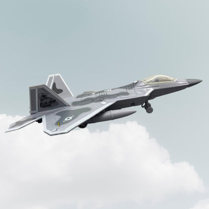F-22 Fighter Bomber Aircraft Die-Cast Model Jet Toy with Sound | Military Army Fighter Plane for Kids | Pull Back Action Collectible Aircraft