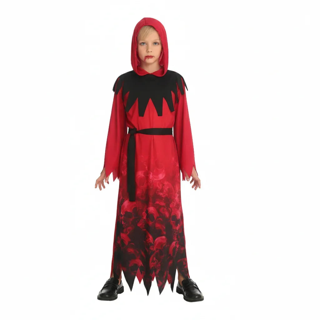 Halloween Skeleton Robe Costume – Hell Skull Outfit for Kids & Adults