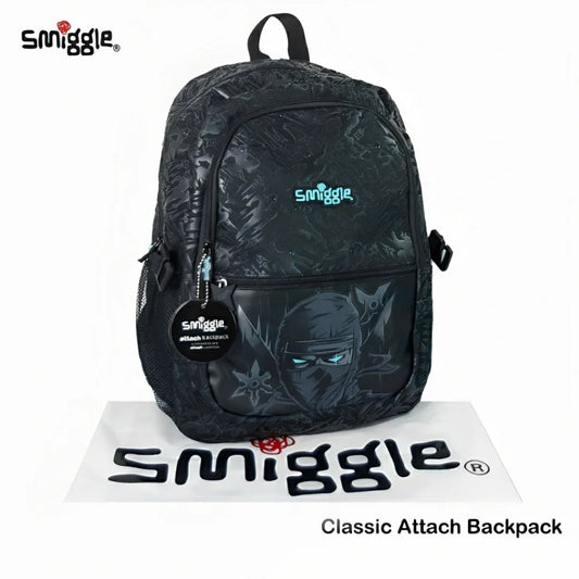 Smiggle Classic Attach Backpack – 16 Inch Ninja-Themed School Bag with Multiple Compartments | Boys School Backpack