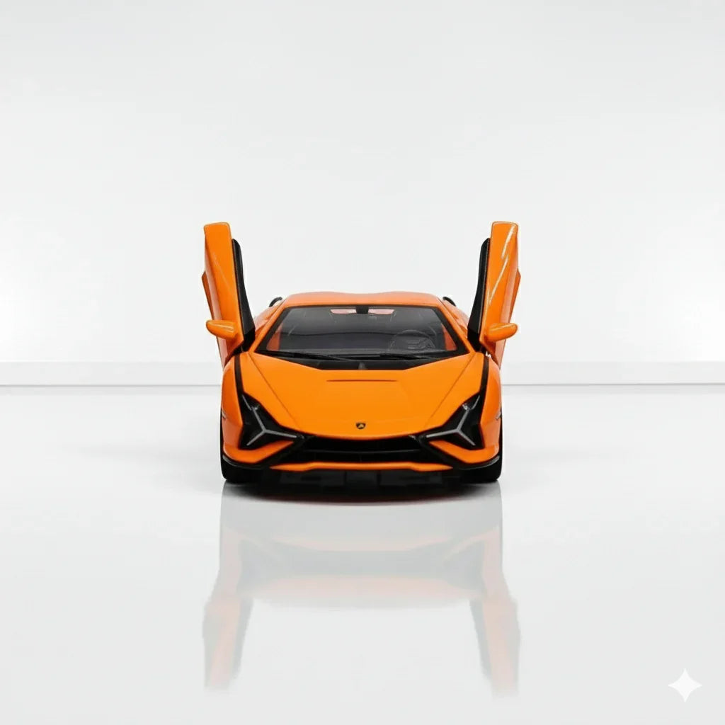RMZ Hobby 1:32 Lamborghini Sian SKP 37 Die-Cast Model Car – Orange with Openable Doors, Light & Sound (664986) - Jaiman Toys