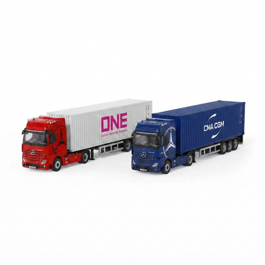 Time Micro 1:64 Mercedes-Benz Actros Container Truck | ONE & CMA CGM Variants | Diecast Model | 2 Colour Variants
