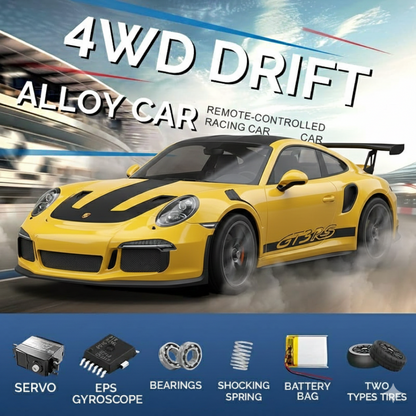 Hstar 1:43 RC Drift Car  2.4GHz 4WD Alloy 20 km/h High-Speed RC Racing Car with Gyro – (Yellow)