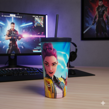 K-Pop Demon 700ml Stainless Steel Tumbler Sipper Water Bottle With Straw | Leak-Resistant Travel Cup