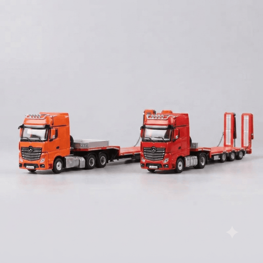 Perka 1:64 Mercedes-Benz Actros Flatbed Transport Trailer | Diecast Model Truck | 2 Colour Variants