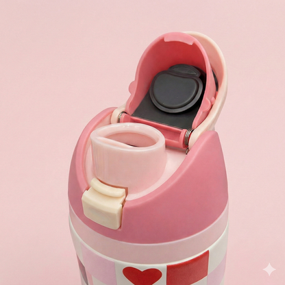 Stainless Steel Insulated Water Bottle 710ml with Built-in Straw – Leakproof Thermos Bottle for School, Travel & Daily Use (Multiple Designs)